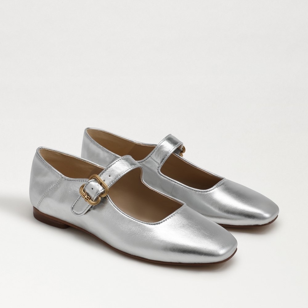 Sam Edelman Silver Leather Maryjane flats